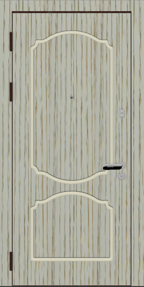 Металлическая входная дверь с отделкой шпон G7 дуб рал 1013 с золотой патиной